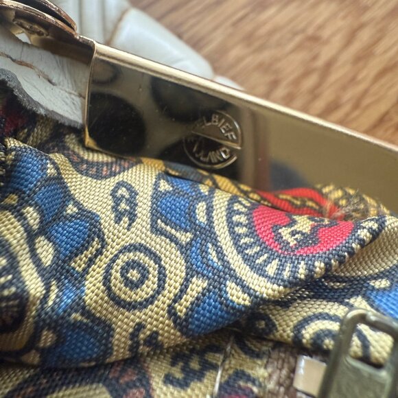 Vintage Elbief England Quilted Leather Chain strap frame handbag cream offwhite - Picture 5 of 6